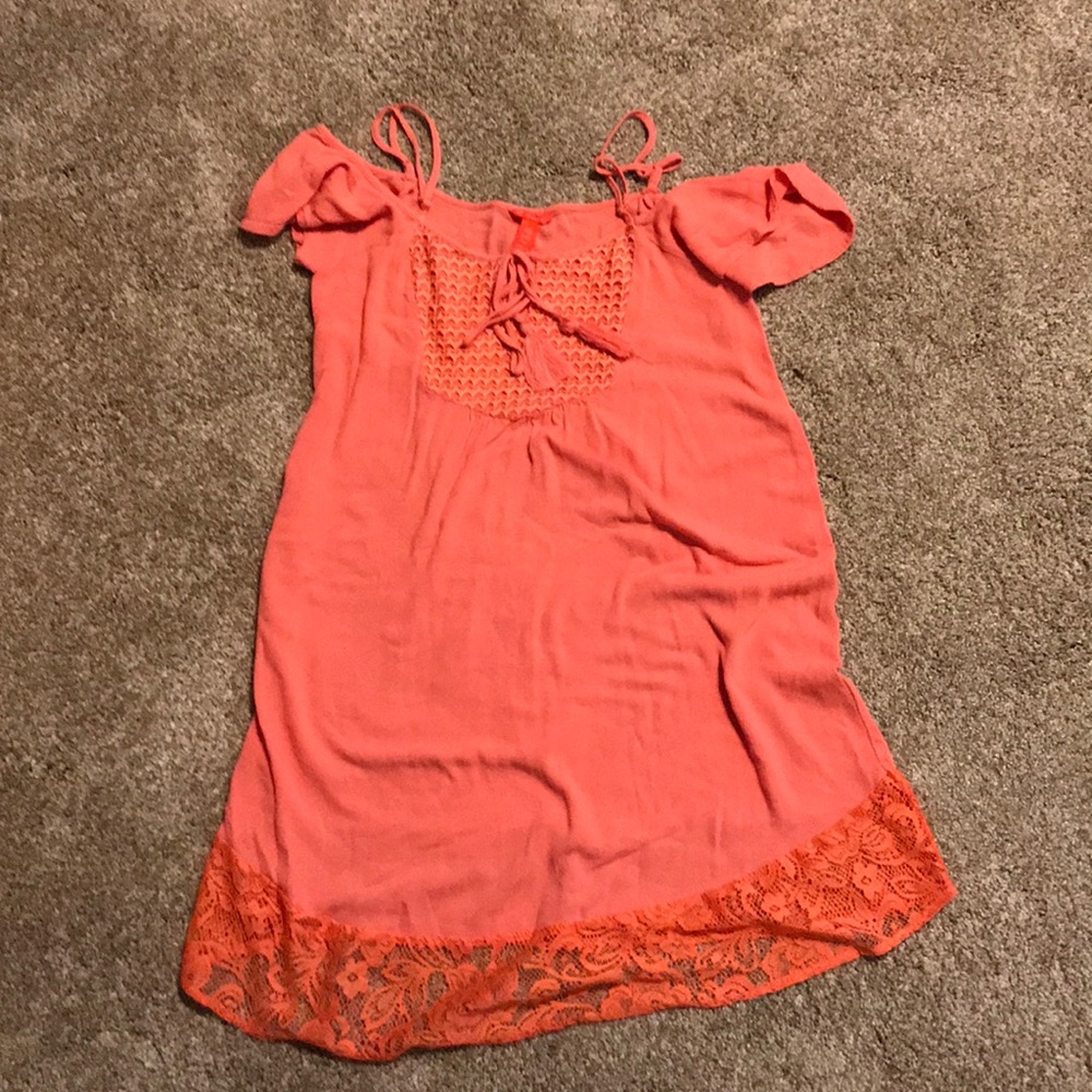 off the shoulder salmon summer dress
